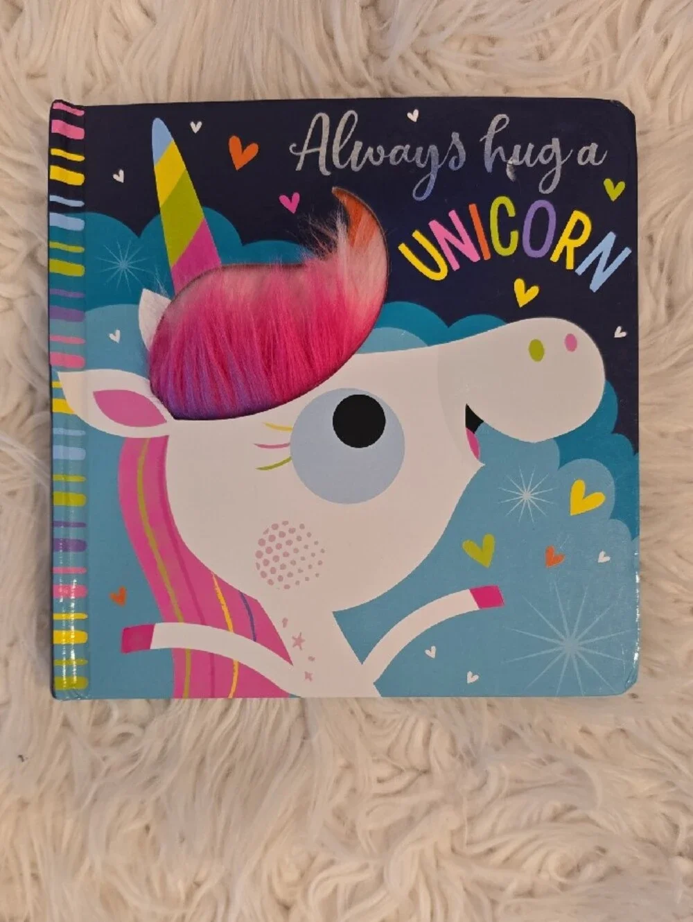 Always Hug a Unicorn Kids Board Book - Pink & Blue Unicorn